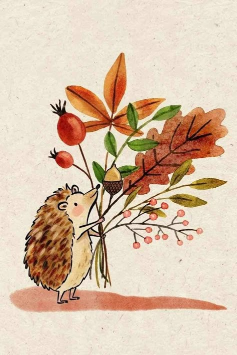 Autumn Bouquet Drawing, Cute Autumn Drawings Easy, Autumn Drawings Aesthetic, Autumn Illustration Aesthetic, Fall Pictures Drawing, Autumn Easy Drawings, Easy Autumn Drawings, November Drawing Ideas, Autumn Prompts