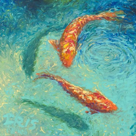 Artist Iris Scott proves that finger painting isn't just for kids. The painter has opted out of using brushes and, instead, chosen to slip on a pair of lat Iris Scott, Arte Inspo, Finger Painting, Fish Art, Koi Fish, Goldfish, Artsy Fartsy, Drawing Painting, Impressionism