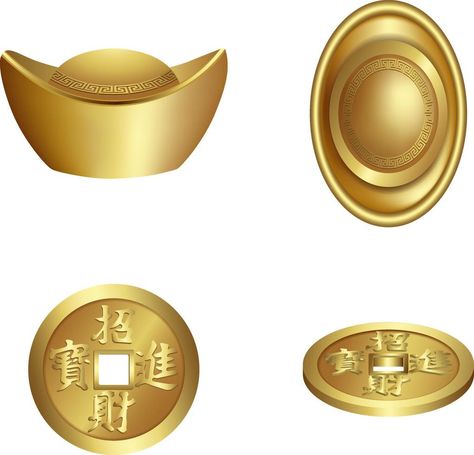 chinese new year elements. isolated gold ingots and coins Chinese Gold Ingot, New Year Elements, Chines New Year, Gold Ingot, Chinese Coin, Lamborghini Cars, Gold Coins, Chinese New Year, Lamborghini