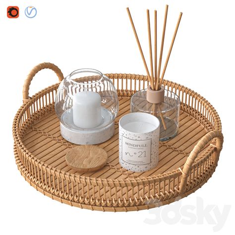 Rattan tray - Decorative set - 3D Models Rattan Tray, Decorative Set, Max Max, Reed Diffuser, Modern Materials, Quote Prints, In 3d, Royalty, Royalty Free