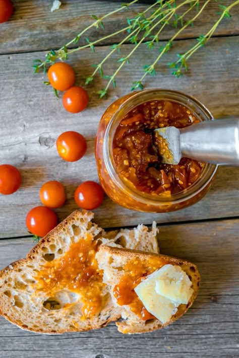 Cherry Tomato Jam Recipe, Cherry Tomato Jam, Tomato Jam Recipe, Savory Jam, Cherry Tomato Recipes, Tomato Jam, Jam And Jelly, Jams And Jellies, Jam Recipe