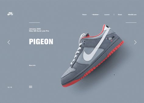 Celebrate 15 years of Nikes SB Dunk with stories behind some of the most iconic designs since 2002 Shoe Advertising, Posters Design, Creative Web Design, Web Ui Design, Webpage Design, Website Design Layout, Responsive Web Design, Web Design Trends, Web Layout Design