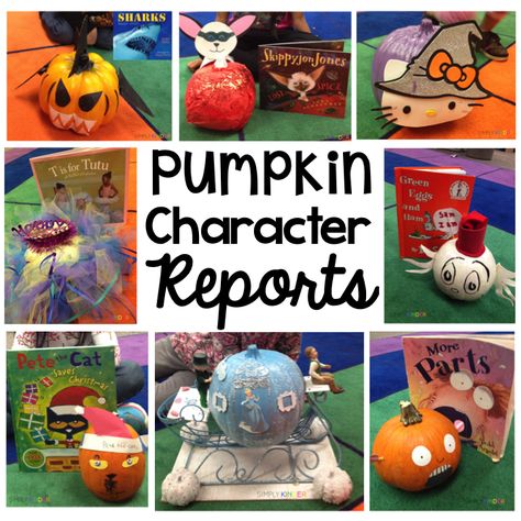 Pumpkin Book Reports are one of my favorite family projects each year! Pumpkin Book Characters Ideas Easy, Literacy Pumpkin Ideas, Pumpkin Book Report, Book Pumpkins, Book Character Pumpkins, Story Book Pumpkin, Pumpkin Character, Kindergarten Halloween, Book Report Projects