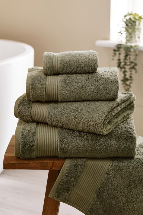 Buy Burnt Orange Egyptian Cotton Towel from the Next UK online shop Egyptian Cotton Towels, Green Towels, Large Baths, Striped Towels, Green Bathroom, Face Cloth, Bath Sheets, Linen Closet, Green And Khaki