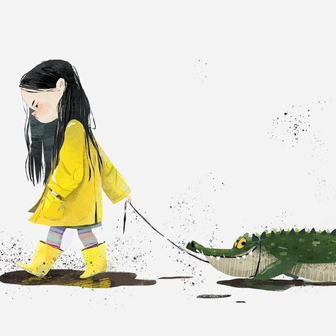 Companion crododile - Illustration inspiration #illustration Kid Illustration, Crocodile Illustration, 동화 삽화, Children Sketch, Picture Books Illustration, Book Illustration Art, Kid Character, Kids' Book, Illustration Character Design