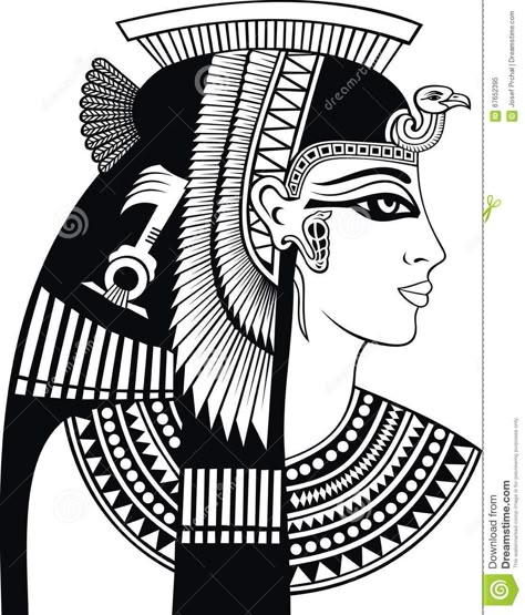 Detail of cleopatra head stock vector. Image of hieroglyphics - 67652395 Egyptian Drawings, Starověký Egypt, Egyptian Painting, Egypt Tattoo, Egyptian Design, Afrique Art, Desain Editorial, Ancient Egypt Art, Egyptian Tattoo