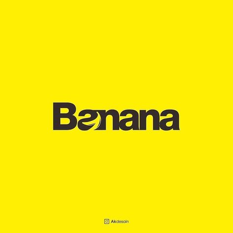 Banana Logo Design Ideas, Logo Banana, Banana Logo, Email Logo, Word As Image, Banana Design, Typography Logo Inspiration, Food Logo Design Inspiration, Flat Logo Design