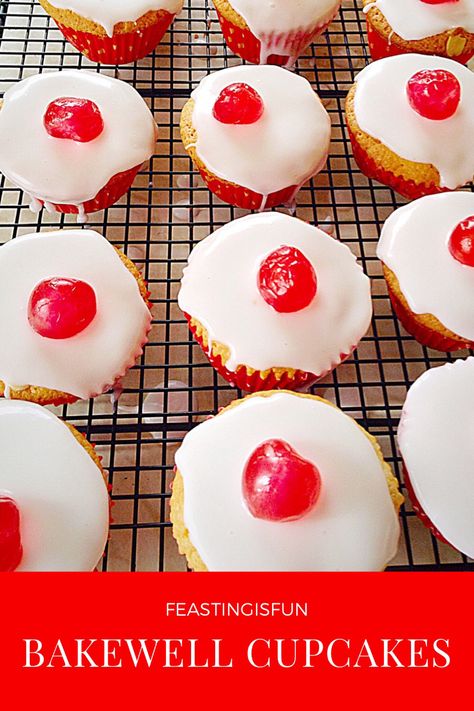 Bakewell Cupcakes, Cherry Almond Cupcakes, Cherry Filled Cupcakes, Vegan Cherry Bakewell, Cherry Bakewell Cupcakes, Cherry Bakewell, Moist Cupcakes, Bakewell Tart, Easy Cupcake Recipes