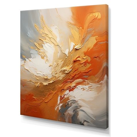 Designart "Golden Orange Surge " Abstract Spirals Wall Art - Bed Bath & Beyond - 39908474 Orange Texture Paint, Abstract Painting Orange, Orange Abstract Art, Contrast Art, Diy Abstract Canvas Art, Texture Paint, Textured Canvas Art, Tableau Art, Art Texture