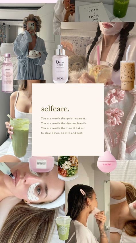 Self care Sunday post ✨ #fyp #thatgirl #itgirl #selfcare #aesthetic Moodboard Self Care, Self Love And Care Aesthetic, Self Care Moodboard, Self Care Asethic, Self Care Wallpaper Aesthetic, Girl Self Care Aesthetic, Selfcare Wallpaper, Self Care Aesthetic Pictures, Girl Self Care