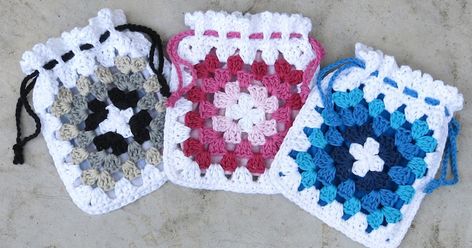 Granny Square Drawstring Pouch Drawstring Granny Square Bag, Crochet Granny Square Messenger Bag Free Pattern, Small Granny Square Bag Pattern Free, Crochet Granny Square Drawstring Pouch, Granny Square Pouch Pattern, Crochet Pouch Granny Square, Granny Square Pouch Free Pattern, Granny Square Drawstring Pouch, Small Granny Square Bag