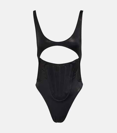 Cutout swimsuit in black - Mugler | Mytheresa Cutout Swimsuit, North Macedonia, Corset Boning, Cut Out Swimsuits, Macedonia, Black Swimsuit, Color Names, Black Design, My Wardrobe