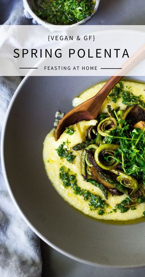 Vegan Polenta, Dinner Spring, Spring Produce, Spring Veggies, Creamy Polenta, Spring Dinner, Recipes Dessert, Spring Recipes, Recipes Dinner