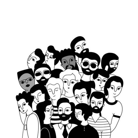 Diverse Group Of People, People Illustrations, Vector Graphics Illustrations, Monochrome Background, People Icon, Creative Jobs, Isometric Illustration, Creative Background, Group Of People