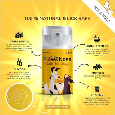 Moofurr Natural Paw & Nose Protect Balm - 75ml Lick safe Paw balm for dogs, Moisturising Cream for Dry, Cracked, Itchy Dog Paws & Nose : Amazon.co.uk: Pet Supplies Paw Balm For Dogs, Dog Nose Balm, Paw Cream, Dog Paw Balm, Itchy Dog, Natural Pet Care, Ads Banner, Paw Balm, Dog Nose