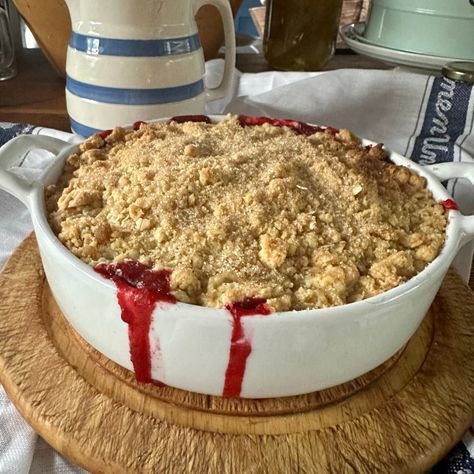 Blackberry and Apple Almond Crumble Berry Apple Crumble, Blackberry Apple Crumble, Apple And Blackberry Crumble, Pear And Blackberry Crumble, Apple Crumble Cheesecake The Cozy Plum, Almond Crumble, Bramley Apple, Fruit Pudding, Blackberry Crumble