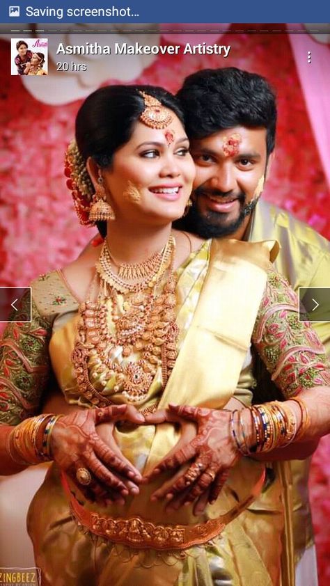 Valakappu Photoshoot, Seemantham Poses With Husband, Valakappu Photos, Baby Shower Poses Indian, Seemantham Photo Poses, Valaikappu Photoshoot, Indian Baby Shower Photoshoot Ideas, Srimantham Photoshoot, Baby Shower Photography Poses Indian