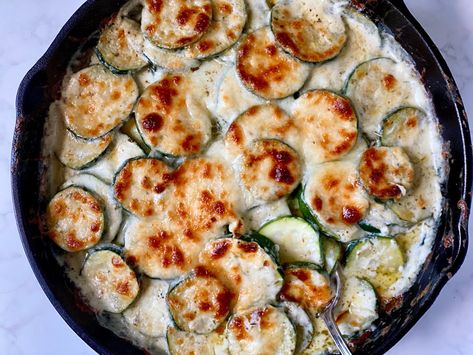 Creamy Baked Parmesan Zucchini Recipe | The Kitchn Zucchini Sides, Zucchini Side Dish, Rice Sides, Creamy Zucchini, Zucchini Recipes Baked, Zucchini Side Dishes, Baked Zucchini, Zucchini Casserole, Zucchini Recipe