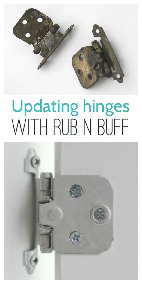 Updating hinges with Rub n Buff - such an easy way to quickly change the color of your hinges or other hardware. Kitchen Hinges, Rub And Buff, Kitchen Cabinets Hinges, Yellow Cabinets, Painting Oak Cabinets, Rub N Buff, Oak Kitchen Cabinets, Hinges For Cabinets, Diy Kitchen Remodel