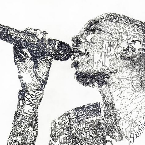 Word Art Portrait, Words And Images Art Gcse, Power Of Words Art, Art Made Of Words, Image And Word Art, Words Artwork, Image And Word Art Gcse, Word Portraits, Maxi Jazz