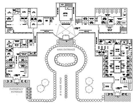 Multispecialty Hospital Layout Plan AutoCAD Drawing DWG File - Cadbull Hospital Plans Architecture, Clinic Plan Architecture, Hospital Floor Plan Layout, Hospital Design Architecture Floor Plans, Hospital Floor Plan Medical Center, Hospital Layout Floor Plans, Hospital Plan Design, Hospital Plan Architecture, Bloxburg Hospital Layout