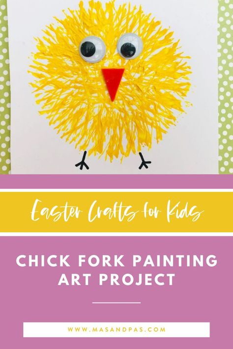 Easter Chick Fork Painting, Yellow Art Preschool, Yellow Day Activities For Kindergarten, Yellow Craft Preschool, Color Yellow Craft, Yellow Day Craft Preschool, Hatching Chick Craft, Yellow Activity For Preschool, Color Yellow Crafts For Toddlers