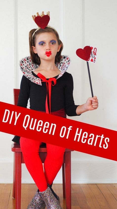 DIY Queen of Hearts costume for kids  Easy DIY Alice in Wonderland & Queen of Hearts Costumes Queen Of Hearts Costume Diy, Diy Queen Of Hearts Costume, The Queen Of Hearts Costume, Diy Queen Of Hearts, Diy Halloween Dress, Diy Alice In Wonderland, Halloween Dress Up Ideas, Best Diy Halloween Costumes, Creative Halloween Costumes Diy