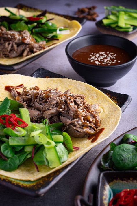 Duck Wraps, Homemade Hoisin Sauce, Hoisin Duck, Fresh Cucumber Salad, Roasted Duck Recipes, Salad Homemade, Fresh Cucumber, Roast Duck, Small Food Processor