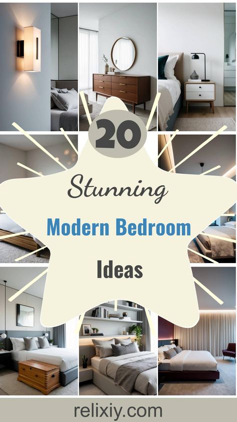 20 Stunning Modern Bedroom Ideas To Refress Your Space Modern Contemporary Bedroom Master Suite, Bedroom Set Up Ideas, Bedroom Speakers, Uncluttered Bedroom, Minimalist Bedroom Decor Ideas, Bedroom Design Ideas Modern, Small Modern Bedroom, Geometric Headboard, Bedroom Ideas Luxury