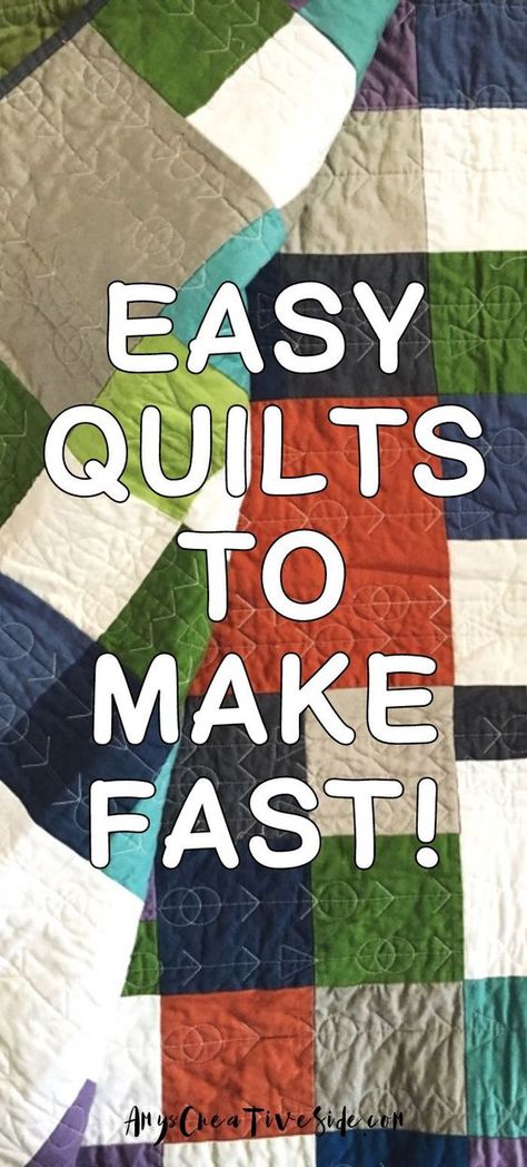 If you need to make a quilt fast, these 7 simple quilt patterns are just the thing you need! Each of these modern quilt designs make an easy sewing project for even a beginner quilter to sew. They include some of my most popular quilt patterns. Use a jelly roll, layer cake, or pull out your fat quarter stash to make a beautiful quilt in no time at all. Which quilt is your favorite? Solid Fabric Quilts Simple, Easy Quilt Blocks For Beginners Free, Easy Mens Quilt Patterns, Twin Quilt Pattern Easy, Easy Scrap Quilts For Beginners, Simple Lap Quilts For Beginners, Easy Block Quilts For Beginners, Patchwork Quilt Patterns Ideas Beautiful, Easiest Quilt Ever