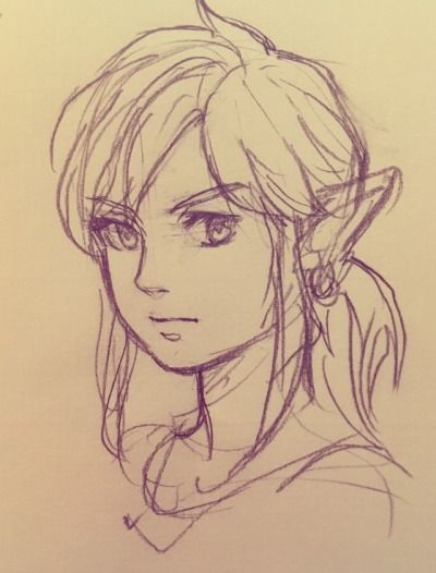 Zelda Pencil Drawing, Zelda Sketch Easy, Link Sketch Legend Of Zelda, Zelda Doodles Easy, Legend Of Zelda Doodles, Zelda Art Drawing, Easy People Sketches, Link Drawing Sketches, Zelda Drawing Ideas