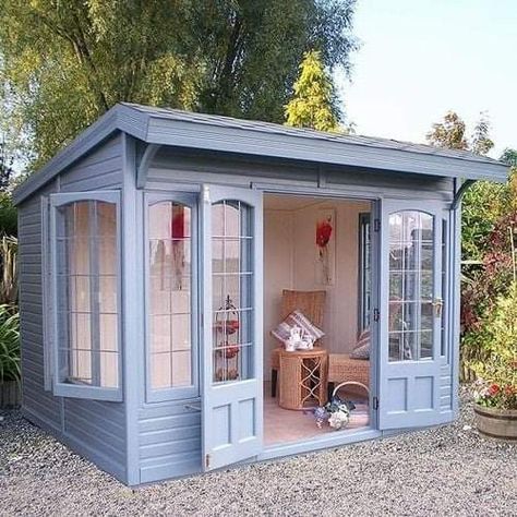 Summerhouse Kitchen, Shed Landscaping, Summer House Garden, Backyard Studio, Backyard Sheds, Roof Styles, She Sheds, Apartment Balcony, Island Kitchen