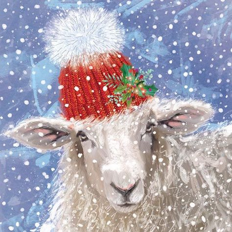 Christmas Lamb Painting, Christmas Goats, Christmas Sheep Painting, Sheep Christmas, Christmas Sheep, Christmas Lamb, Pumpkin Decorating Diy, Angel Wings Painting, Clown Paintings