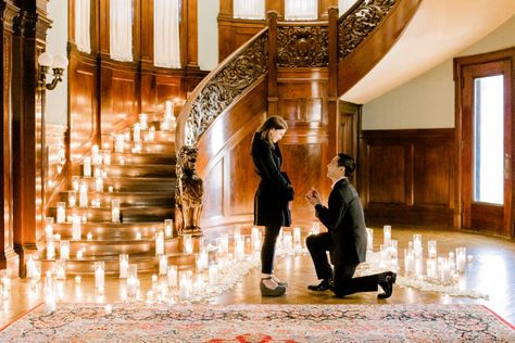 Romantic Marriage Proposal At a Historic Venue In Atlanta - The Yes Girls Candlelight Proposal, Pilar Candles, Proposal Candles, Romantic Marriage, Wedding Proposals, Marriage Proposal, Proposal Engagement, Marriage Proposals, Proposal Ideas