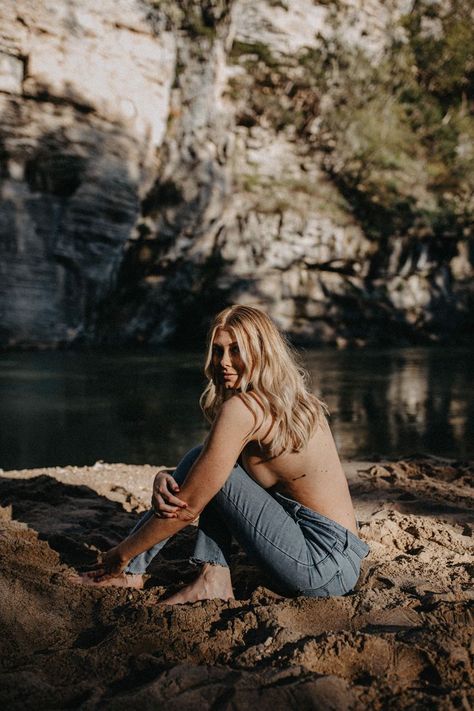 Buffalo river boudoir session, Arkansas boudoir photographer, Blue jean boudoir inspiration Bourdier Photoshoot Poses, Spiritual Photos, Bouidor Photography, Beautiful Photoshoot Ideas, Nature Photoshoot, Arkansas Wedding, Outdoor Photoshoot, Outdoor Photography, Arkansas