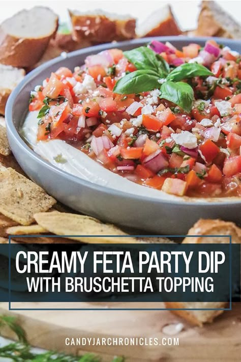 Bruschetta Feta, Brushetta Appetizers, Bruschetta Dip, Homemade Bruschetta, Roasted Mediterranean Vegetables, Bruschetta Toppings, Creamy Feta, Party Dip, Christmas Feast