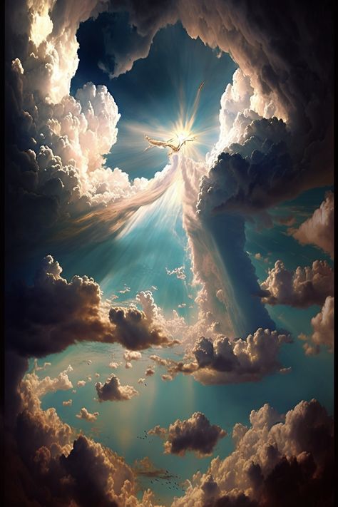 Angelic Background, Heaven Core, Heaven Background, Dancing In The Sky, Heaven Images, Jesus Christ Painting, Heaven Art, Jesus Wallpaper, Biblical Art