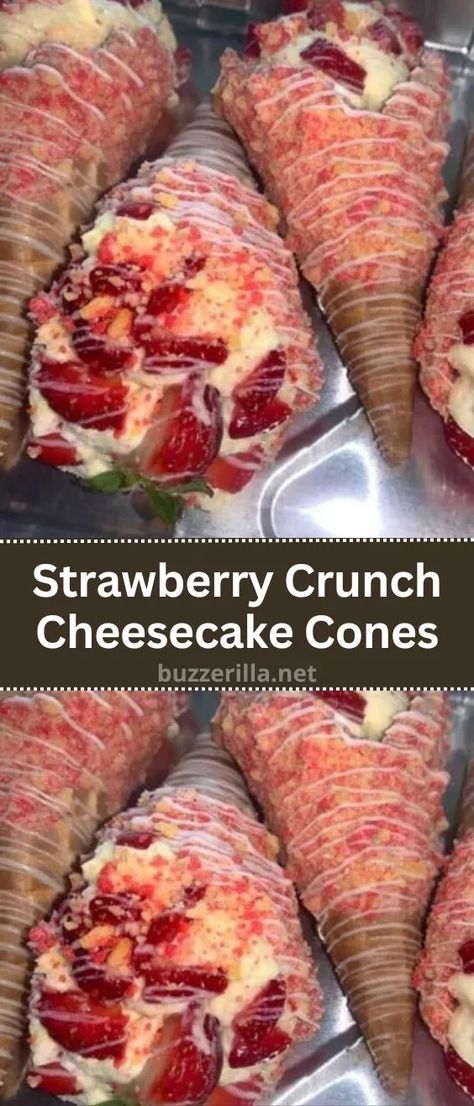 Ingredients: Waffle cones Fresh strawberries Coolwhip 8 oz. For Cheesecake Cones Recipe, Crunch Cone, Strawberry Crunch Cheesecake Cones, Cheesecake Cones, Strawberry Crunch Cheesecake, Waffle Cone Recipe, Crunch Cheesecake, Strawberry Crunch, Meal Prep For Beginners