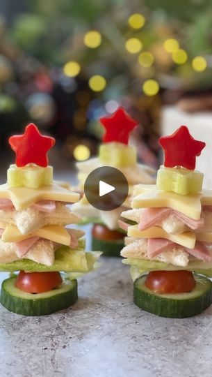 18K views · 707 reactions | Christmas Tree Sandwiches 🎄 A fun idea to make for the kids in the run up to Xmas or maybe even as their starters for Christmas dinner! Use a small star cutter for the cucumber and pepper and a larger one for the bread, ham and cheese #christmasfood #christmasfoodideas #funchristmasfood | Ciara Attwell | Taylor Swift · Christmas Tree Farm Ham And Cheese Stuffed Christmas Trees, Christmas Sandwiches For Kids, Ham And Cheese Christmas Tree, Starters For Christmas, Christmas Tree Sandwiches, Brunch Hosting, Christmas Canapés, Christmas Sandwiches, Christmas Canapes