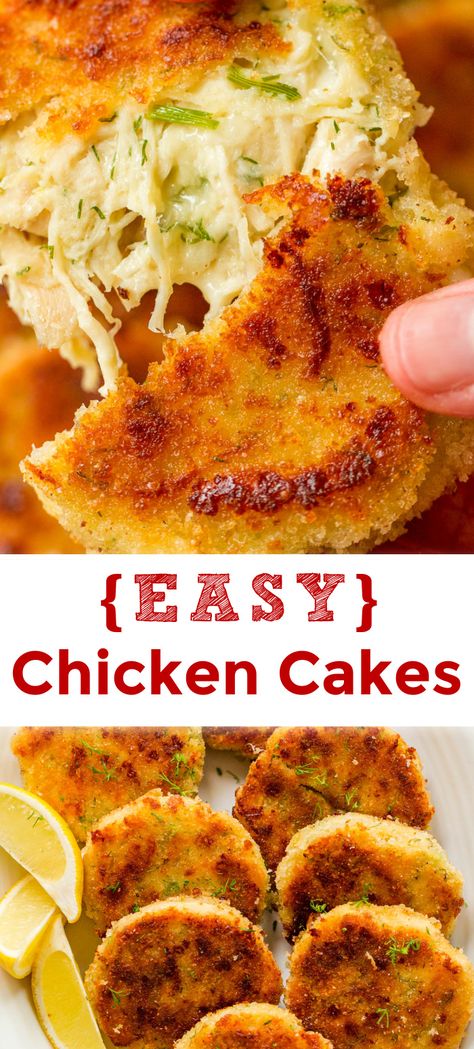 Leftover Chicken Recipes Easy, Chicken Cakes, Rotisserie Chicken Recipes Leftover, Can Chicken Recipes, Chicken Cake, Chicken Lunch, Leftover Chicken Recipes, Chicken Patties, Rotisserie Chicken Recipes