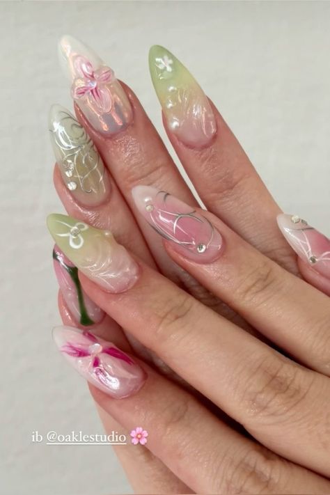 Nails Cochette, Jelly Nail Designs, Pixie Hollow, Summery Nails, Really Cute Nails, Soft Nails, Floral Set, Birthday Nails, Classy Nails