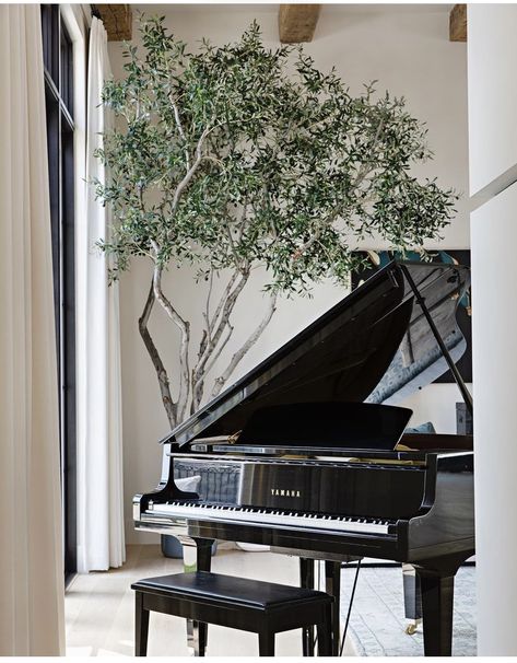 Piano In Entryway, Home Music Room Design, Upright Piano Decor, Piano Space, Piano Room Design, Grand Piano Living Room, Modern Music Room, Intimate Living Interiors, Grand Piano Room