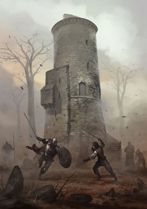 Tower by michalivan Knight Art, Fantasy Book, Hur Man Målar, Fantasy Setting, Wow Art, Fantasy Concept Art, High Fantasy, Fantasy Warrior, Arte Fantasy