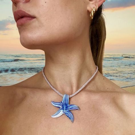 Glass Starfish Necklace, Star Of The Sea, Coral Hair, Daisy Charm, Starfish Necklace, Dope Jewelry, Shell Jewelry, Cross Earrings, Jewelry Inspo