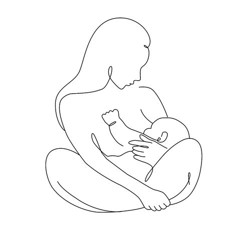 Line Art Mother, Mother And Child Drawing, Breastfeeding Tattoo, Small Den, Mozart Piano, Lactation Room, Child Drawing, Birth Colors, Nurse Student