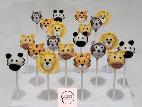 Diy Animal Cake, Baby Shower Cupcake Cake, Animal Cake Pops, Jungle Birthday Cakes, Zoo Cake, Jungle Theme Birthday Party, Jungle Theme Birthday, Birthday Cake Pops, Safari Theme Birthday