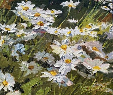 Daisy Flower Oil Painting, Acrylic Painting Daisies, Daisy Oil Painting, Daisies Painting, Fungi Art, Fall Drawings, Daisy Art, Rennaissance Art, Daisy Painting