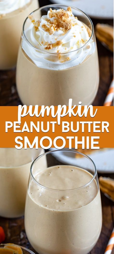 Healthy Pumpkin Smoothie Breakfast, Pumpkin Apple Smoothie, Smoothie With Pumpkin Puree, Pumpkin Peanut Butter Smoothie, Pumpkin Smoothie Without Banana, Peanut Butter Smoothie Without Banana, Pumpkin Pie Smoothie Healthy, Pumpkin Breakfast Smoothie, Pumpkin Smoothie No Banana