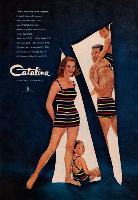 Catalina Swimwear (1958) Vintage Beach Party, Catalina Swimwear, Swimwear Ad, Swimwear Shoot, Mother Daughter Fashion, Retro Swimwear, Swimming Suits, Vintage Swim, Vintage Swimwear