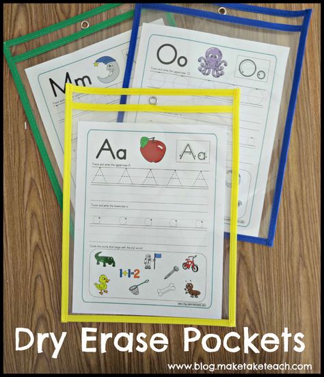 Dry erase pockets! Kids love them and you can use your worksheets over and over again. Dry Erase Pocket Ideas, Dry Erase Worksheets Preschool, Pocket Full Of Preschool, Kindergarten Dry Erase Worksheets, Letter Assessment Kindergarten Free, Dry Erase Letter Tracing, Kindergarten Freebies, Walmart Finds, Kindergarten Writing